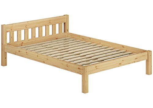 Erst-Holz® Doppelbett Kingsizebett 180x200 Massivholz Kieferbett Natur Futonbett mit Rollrost 60.38-18