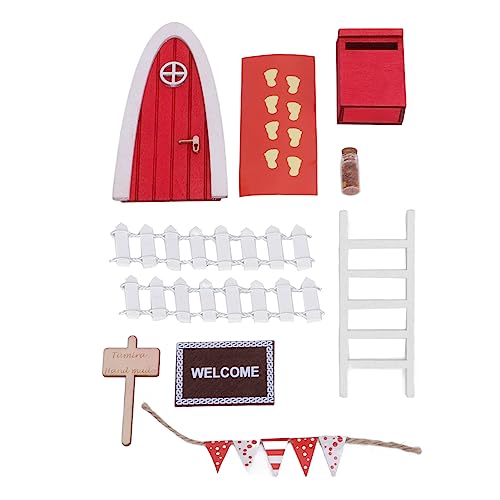 AMONIDA DIY Weihnachtsfee Puppenhaus Tür Kit Lebendiges Modell Mini Massivholz Feentür Kit Pädagogische Fee