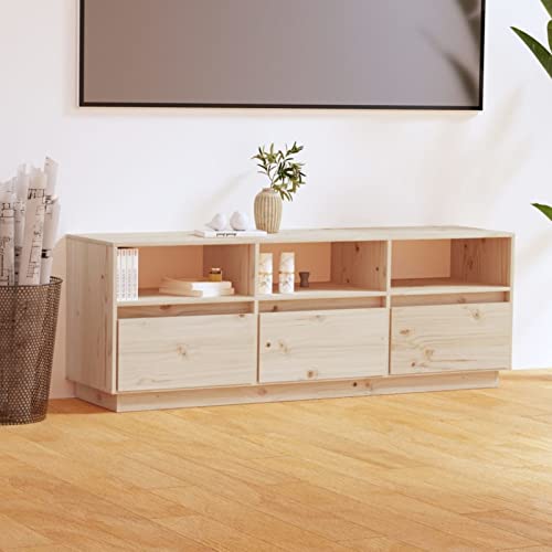 Chenshu TV-Schrank, Fernsehtisch, Tv Lowboard, Fernsehschrank, Tv Bank, Tv Table, Tv Kommode, 140x37x50 cm Massivholz Kiefer