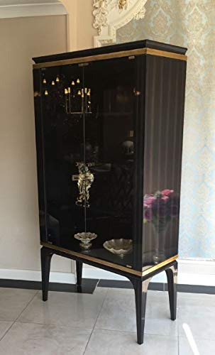 Casa Padrino Luxus Barock Vitrine Schwarz/Gold 102 x 55 x H. 180 cm - Massivholz Vitrinenschrank im Barockstil - Edle Barock Möbel