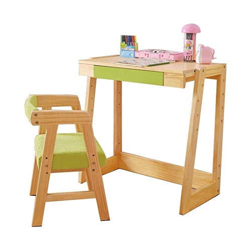 ATAAY Kinderschreibtisch zu Hause, Arbeitszimmer für Kinder, kann Schreibtisch und Stuhl anheben, Arbeitstisch und Stuhl aus Massivholz