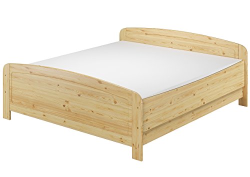 Erst-Holz® Seniorenbett extra hoch 180x200 Doppelbett Holzbett Massivholz Kiefer Bett mit Rollrost 60.44-18 M