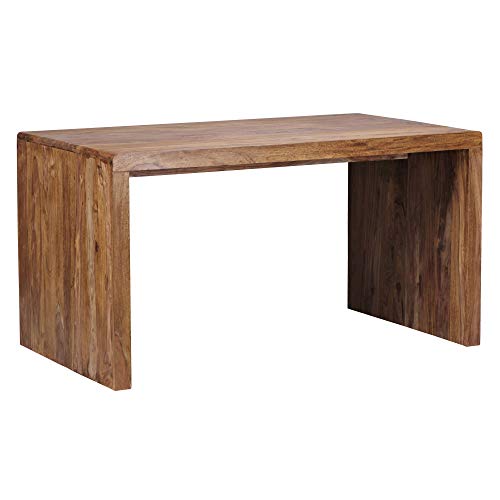 Wohnling Schreibtisch BOHA Massiv-Holz Sheesham Computertisch 140 cm breit Echtholz Design Ablage Büro-Tisch Landhaus-Stil Büromöbel Modern Büroeinrichtung