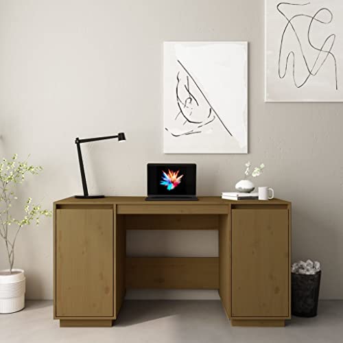 APCSA Möbel-Schreibtisch Honigbraun 140x50x75 cm Massivholz Kiefer Büromöbel