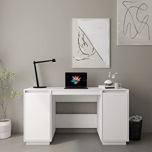 APCSA Möbelschreibtisch weiß 140x50x75 cm Massivholz Kiefer Büromöbel