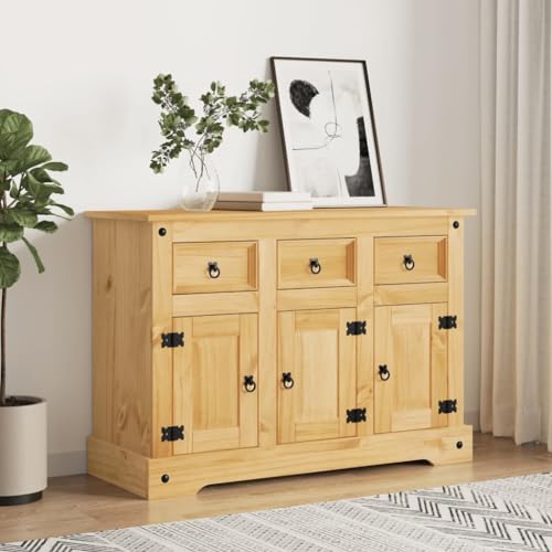 Buffetschrank Flurschrank Highboard Ordnerregal Sideboard Corona 112x43x78 cm Massivholz Mexikanische Kiefer Geeignet für Korridor, Küche, Eingang, Esszimmer