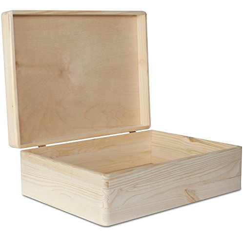 Creative Deco XL Große Holz Kiste Holzbox mit Deckel Erinnerungsbox | 40 x 30 x 14 (+/  1) | ohne Griffen | Aufbewahrungs Box Spielzeug Kiste Unlackiert Kasten | Ideal Werkzeuge