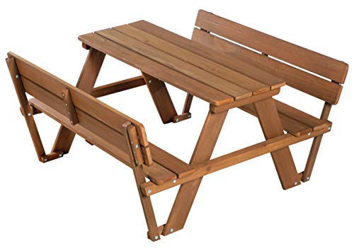 roba Kinder Outdoor+ Sitzgruppe Picknick for 4 mit Rückenlehnen - Garten Kindersitzgruppe mit 4 Plätzen - Sitzgarnitur aus wetterfestem Holz - Teak