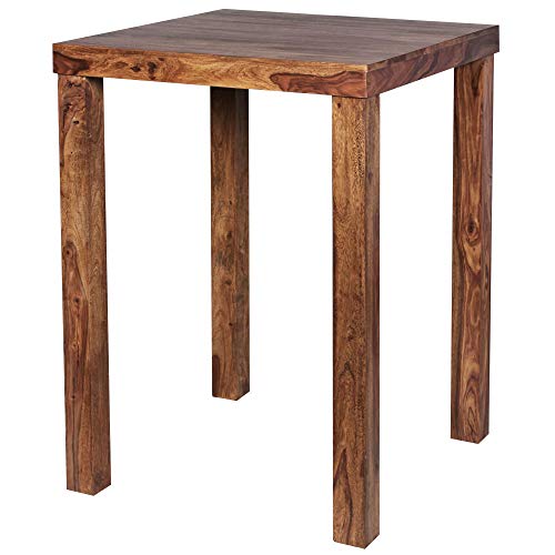 FineBuy Bartisch Massivholz Sheesham 80 x 80 x 110 cm Bistro-Tisch modern Landhaus-Stil Holz-Steh-Tisch quadratisch dunkel-braun Natur-Produkt Massiv-Holz-Möbel Hausbar Esstisch Echt-Holz unbehandelt