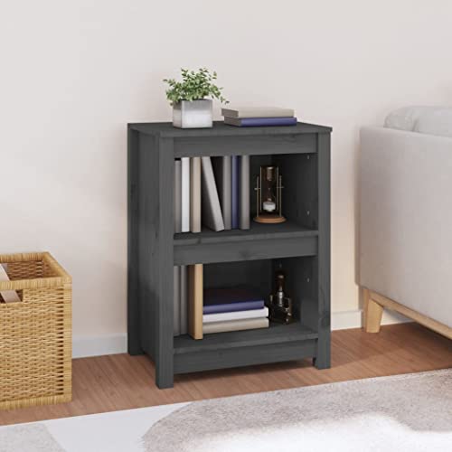 QZZCED Dekoratives Regal Wohnzimmerregal Bücherschrank Büro-Bücherregal Bücherregal Grau 50x35x68 cm Massivholz Kiefer für Büro, Arbeitszimmer, Küche