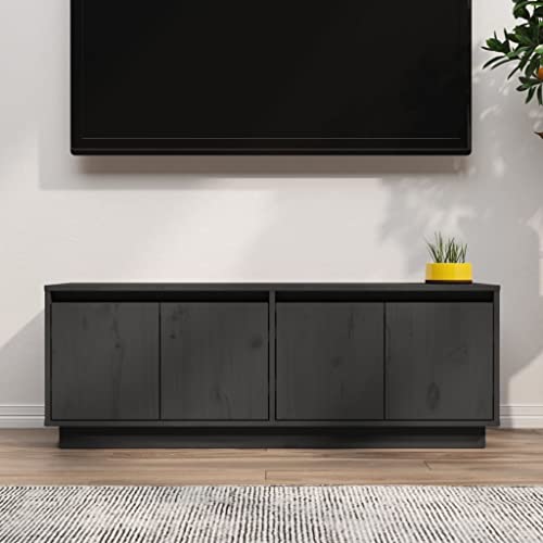 Youuihom TV-Schrank Aufbewahrungsschrank Wohnzimmer-TV-Schrank Sideboard Grau 110x34x40 cm Massivholz Kiefer Geeignet für Wohnungen, Wohnzimmer, Eingangshallen