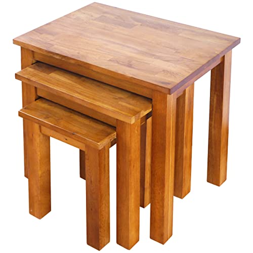 ARPHASLE 3er Set Eiche Massivholz Satztisch Couchtisch Beistelltisch Kaffeetisch Sofatisch Wohnzimmertisch Holztisch Tisch