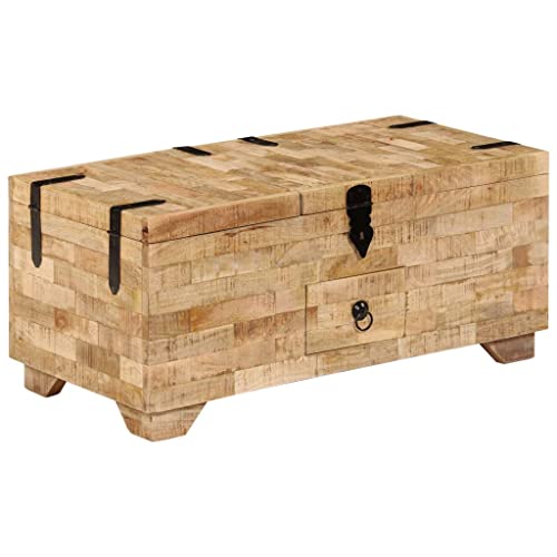 TECHPO Möbel Couchtisch Massivholz Mangoholz 80x40x35 cm Größe