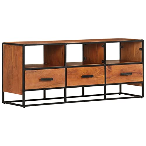 Susany TV Schrank mit 3 Schubladen und 3 Fächern, Fernsehtisch Fernsehschrank Lowboard HiFi-Schrank TV Möbel Massivholz Akazie 110x30x45 cm