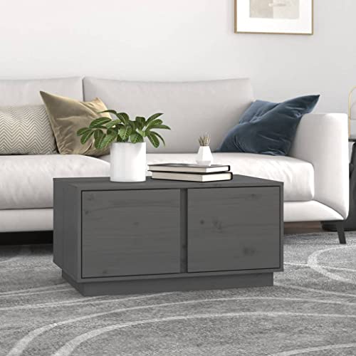 WEMYUFURN Couchtisch Grau 80x50x40 cm Massivholz Kiefer, Couchtisch, Wohnzimmertisch, Beistelltisch - für Wohnzimmer und Büro - Mittelpunkt für Ihr Zuhause