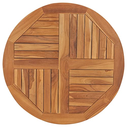 vidaXL Teak Massiv Tischplatte Massivholzplatte Holzplatte Ersatztischplatte Holz Platte für Esstisch Esszimmertisch Rund 2,5cm 80cm