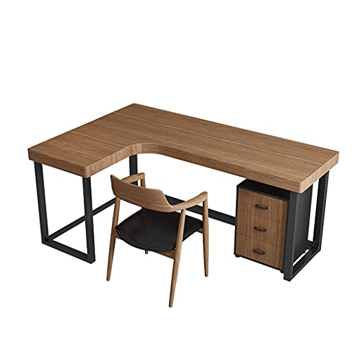 SHENXINCI Massivholz Schreibtisch Eckschreibtisch Moderne L-förmiger Schreibtisch,Mit Rutschfesten Füßen,Home Office Studie Workstation Holz & Stahl,Mehrere Größen Verfügbar