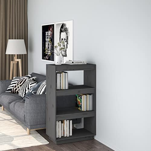 UTSRABFA Bücherregal Vitrinenschrank Lagerregal Bookshelf Flurschrank Bücherregal/Raumteiler Grau 60x35x103 cm Massivholz Kiefer Geeignet für Bad, Wohnzimmer, Balkon, Küche