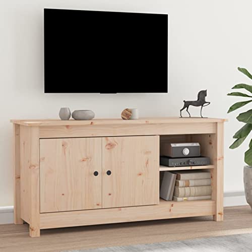 Tidyard TV-Schrank TV-Lowboard Fernsehschrank Lowboard Fernsehtisch Medienschrank TV-Board TV-Bank für Wohnzimmer 103x36,5x52 cm Massivholz Kiefer