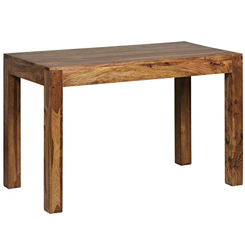 WOHNLING Esstisch MUMBAI Massivholz Sheesham 120 x 60 x 76 cm Esszimmer-Tisch Design Küchentisch modern Landhaus-Stil Holztisch rechteckig dunkel-braun Natur-Produkt Massivholzmöbel Echt-Holz unbehandelt