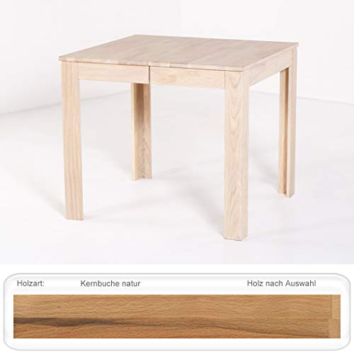 expendio Esstisch Percy 1XL Kernbuche lackiert 86(126) x80 cm Massivholz Mittelauszug Ausziehtisch Massivholztisch Esszimmer