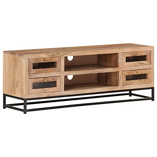 SANON TV-Bänke TV Unit TV Schrank Lowboards Sideboard TV Schrank Wohnzimmer Schränke Fernsehschrank AusHolz Wohnzimmer Low Pan 110x30x40 cm Akazie Massivholz