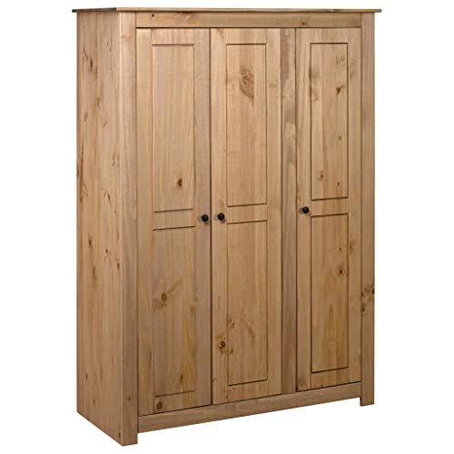 Tidyard Kleiderschrank Schlafzimmerschrank Mit 3 Türen,Dielenschrank Mit 4 Ablagen 1 großen Fach & Kleiderstange,Designschra nk Garderobenschrank 118 × 50 × 171,5 cm,Kiefer-Massivholz