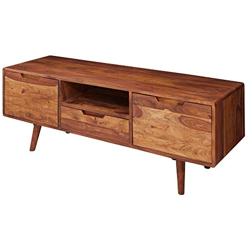 FineBuy HiFi Lowboard Sheesham Massivholz Landhaus TV Kommode 135x51x45cm | Fernsehschrank Unterschrank mit Schublade & 2 Türen | Fernsehtisch Ablagefach | Fernsehkommode TV Möbel