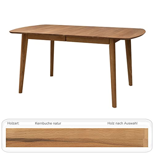 hochwertiger Ausziehtisch Alois 1XL Verschiedene Größen Esstisch Massivholz Tisch Variantenauswahl Designermöbel Esszimmer Wohnzimmer, Holzart:Kernbuche lackiert, Größe:160(210) x 90 Mittelauszug