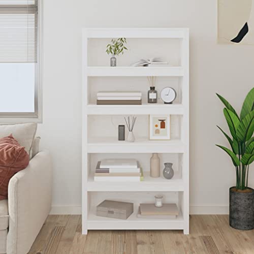 DCRAF Möbelset Bücherschrank weiß 80x35x154 cm Massivholz Kiefer