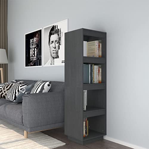 UTSRABFA Bücherregal Kellerregal Treppenregal Abstellraum Regal Bücherregal/Raumteiler Grau 40x35x135 cm Massivholz Kiefer Geeignet für Küche, Speisekammer, Diele, Balkon