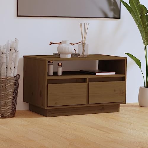 Youuihom TV-Schrank Sideboard Dekoratives Kabinett Eingangsschrank Konsole Honigbraun 60x35x37 cm Massivholz Kiefer Geeignet für Wohnungen, Wohnzimmer, Eingangshallen