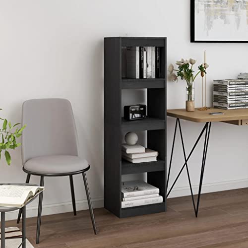 UTSRABFA Bücherregal Vitrinenschrank Lagerregal Bookshelf Flurschrank Bücherregal Raumteiler Grau 40x30x135,5 cm Massivholz Kiefer Geeignet für Arbeitszimmer, Wohnzimmer, Büro, Schlafzimmer