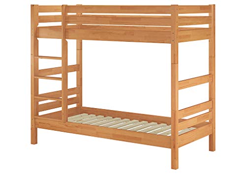 Erst-Holz® Etagenbett für Erwachsene Stockbett Buche Natur massiv 90x200 Hochbett mit 2 Rollroste 60.17-09