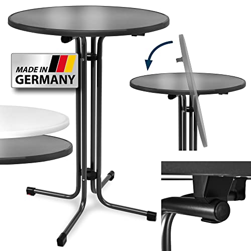 Beautissu Klappbarer Stehtisch Ø 80 cm Sylt – Bistrotisch Rund Made in Germany Klapptisch Wetterbeständig & Hitzebeständig - Kratzfester Partytisch höhenverstellbar, leichte Montage & TÜV – Anthrazit