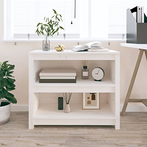 DCRAF Möbelset Bücherschrank weiß 80x35x68 cm Massivholz Kiefer