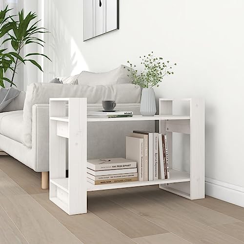 ULUYYUC Büroregal schuhregal Wand Büro-BücherregalBücher regal/Raumteiler Weiß 80x35x56,5 cm Massivholz KieferGeeignet für Büro, Arbeitszimmer, Wohnzimmer