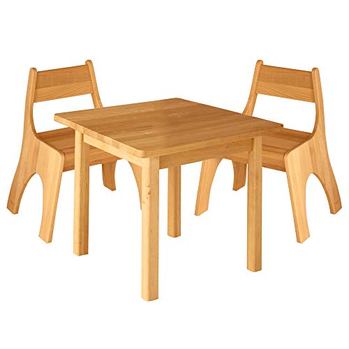 BioKinder Spar-Set Robin Kindersitzgruppe Sitzgruppe für Kinder mit Tisch und 2 Stühlen aus Massivholz Erle