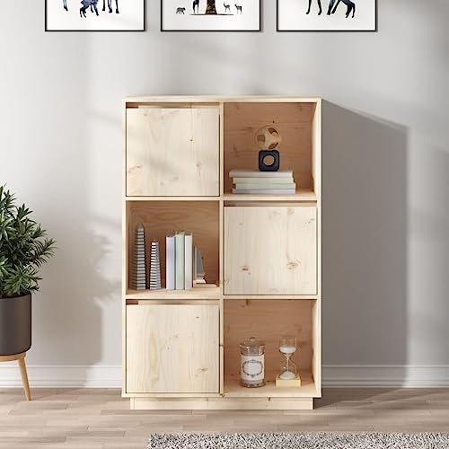 Youuihom Sideboard Wohnzimmer Schrank Wohnzimmer Eingangskabinett Highboard 74x35x117 cm Massivholz Kiefer Geeignet für Küchen, Wohnzimmer, Esszimmer, Lounges