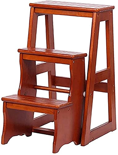 FALIYORS Tragbarer Tritthocker Klapptrittleiter Holz 3-Stufen-Hocker for Erwachsene Kinderküche Holzleitern Kleine Fußhocker Tragbare Schuhbank/Blumenregal für den Innenbereich (Color : C)