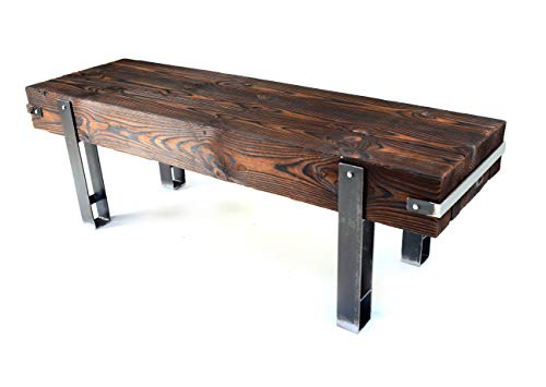 CHYRKA® Bank Sitzbank Massiv-Holz Brody Loft Vintage Bar Industrie Design Handmade Holz Metall (28 cm x 140 cm h=45 cm)