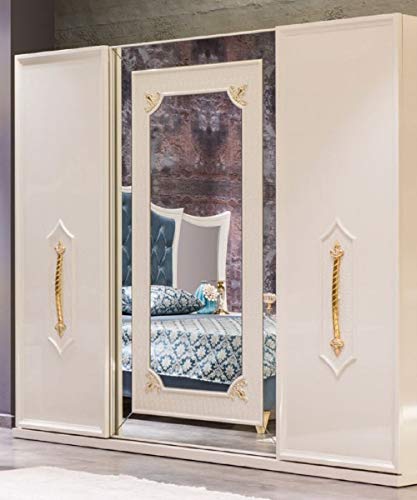 Casa Padrino Luxus Barock Schlafzimmerschrank Weiß/Gold - Massivholz Kleiderschrank - Barock Schlafzimmer Möbel - Edel & Prunkvoll