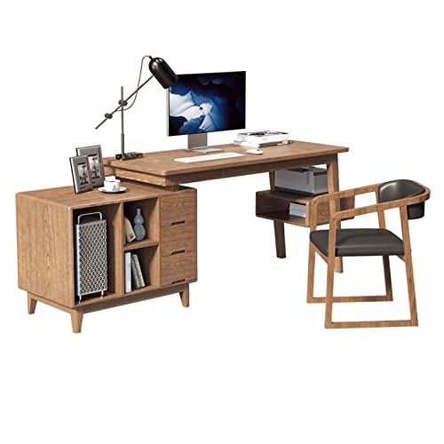 Computertisch Computertisch Aus Massivholz Mit Stuhl, Ausziehbarer Eckschreibtisch, Minimalistischer Computertisch Im Büro (Color : Computer Desk-130cm)