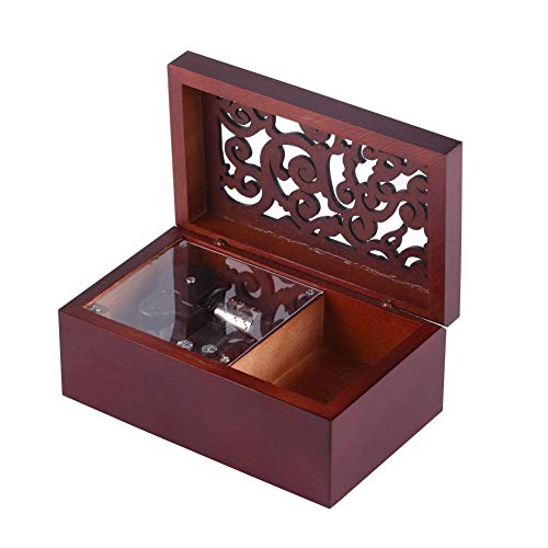 Jarchii Musikbox, Exquisite Massivholz Spieluhr, 1Pc Massivholz Miniatur Hohl 18 Note Aufziehen Spieluhr Schmucketui Musikspielzeug Geschenke Heiß(Edelweiss-Silber)