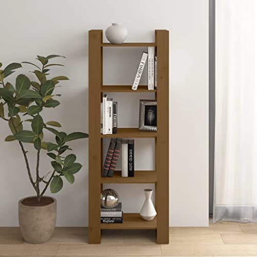 QZZCED Dekoratives Regal Wohnzimmerregal Bücherschrank Büro-Bücherregal Bücherregal/Raumteiler Honigbraun 60x35x160cm Massivholz Kiefer für Büro, Arbeitszimmer, Küche