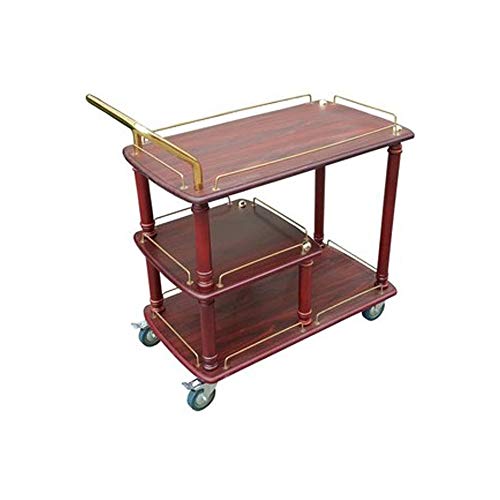 WJMLS Shopping Auto Wine Rack Wagen Servierwagen auf Rädern mit Lagerung for Küche Bar Wohnzimmer 3 Tiers Wein Tee Bier Regale Halter Massivholz-Metall (Farbe Größe: 108x80x92cm)