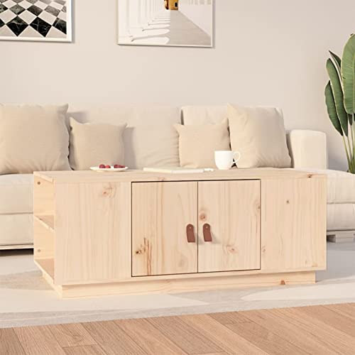 JUNZAI Couchtisch 100x50x41 cm Massivholz Kiefer, Living Room Table, Wohnzimmertisch, Beistelltisch, Side Table & End Table, Coffee Table - 818255