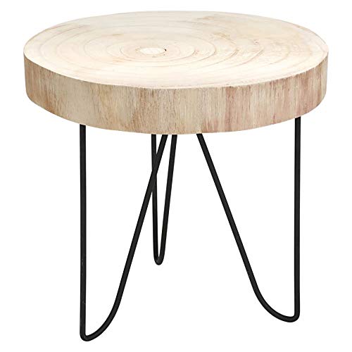Rustikaler Massivholz Beistelltisch - Holz Tisch aus Baumscheibe - Sofatisch Couchtisch