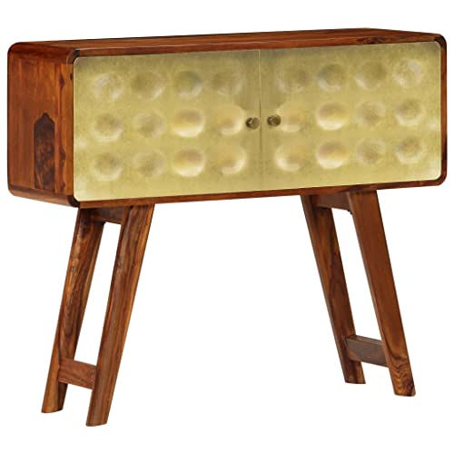 Leepesx Sideboard mit Goldaufdruck, Aufbewahrungsschrank, Beistellschrank, Flurschrank, Dielenschrank, Schrank, Küchenschrank, 90x30x77 cm Massivholz