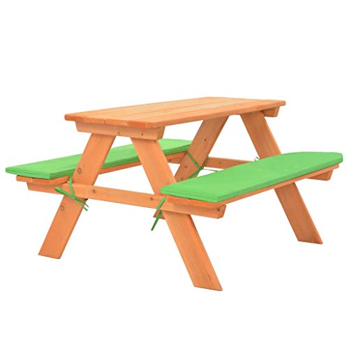 Tidyard Kindersitzgruppe Picknicktisch Gartentisch Sitzgarnitur Holz Kindertisch mit Bänken 89x79x50 cm Massivholz Tanne